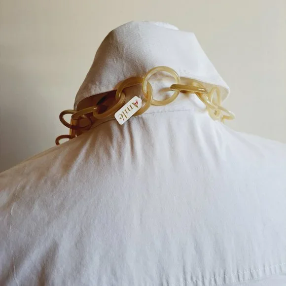 AMLE Italian Long Horn Green Chain Necklace with Python skin - Picture 9 of 16